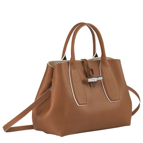 long champ Le Roseau M Leather Női Kézitáska Cognac | HUAH9038