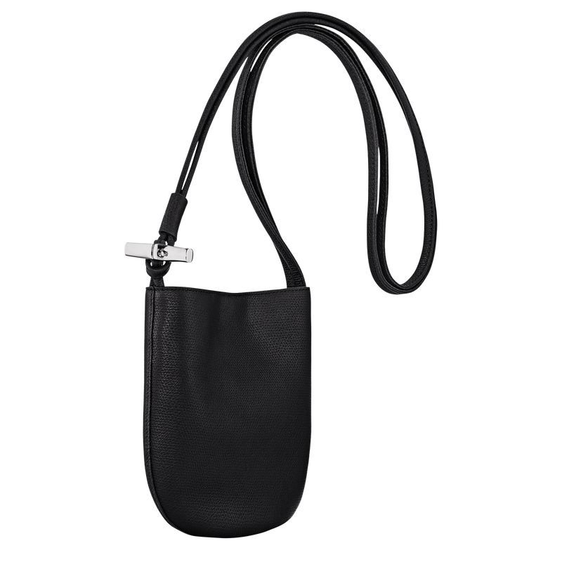 long champ Le Roseau S Leather Női Crossbody Táska Fekete | HUZU8964