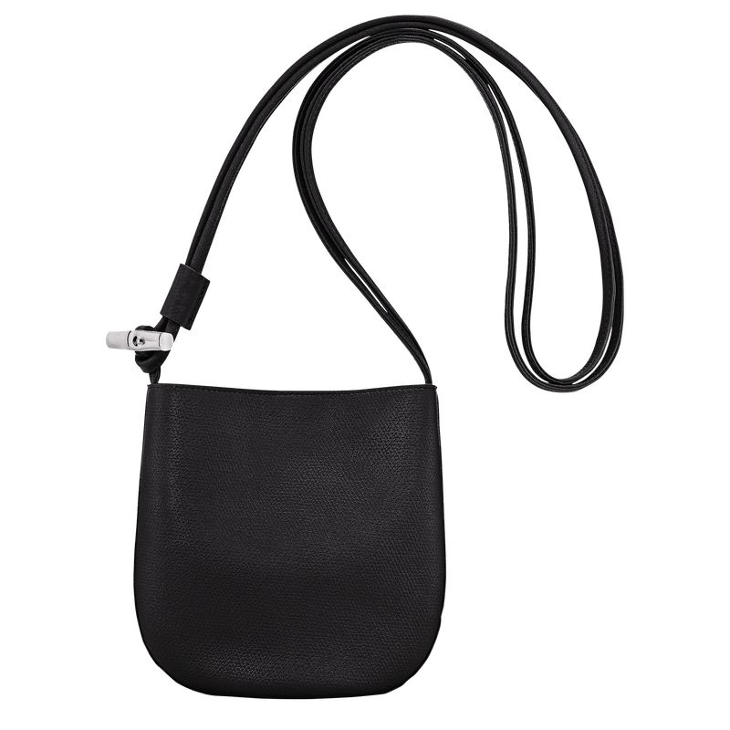 long champ Le Roseau S Leather Női Crossbody Táska Fekete | HUZU8964