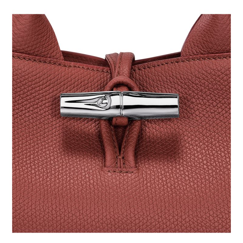 long champ Le Roseau S Leather Női Kézitáska Chestnut | HUFD9114