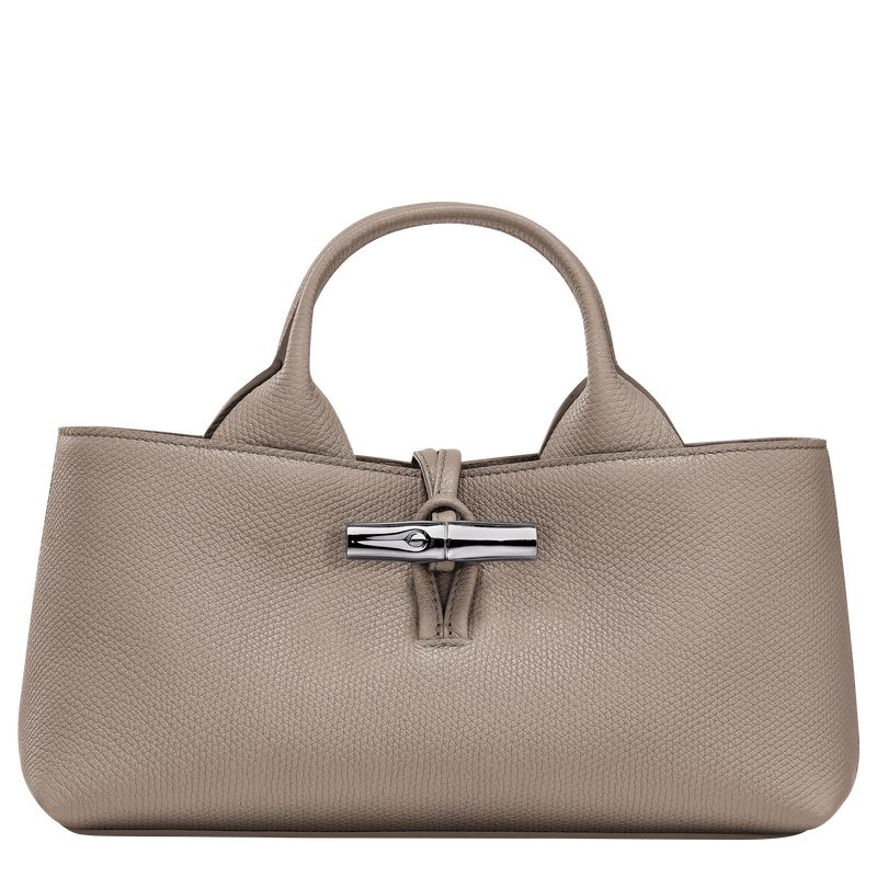 long champ Le Roseau S Leather Női Kézitáska Clay | HUSG9112