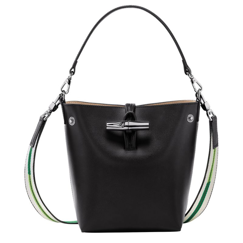 long champ Le Roseau XS Bucket Leather Női Crossbody Táska Fekete | HUEB8999