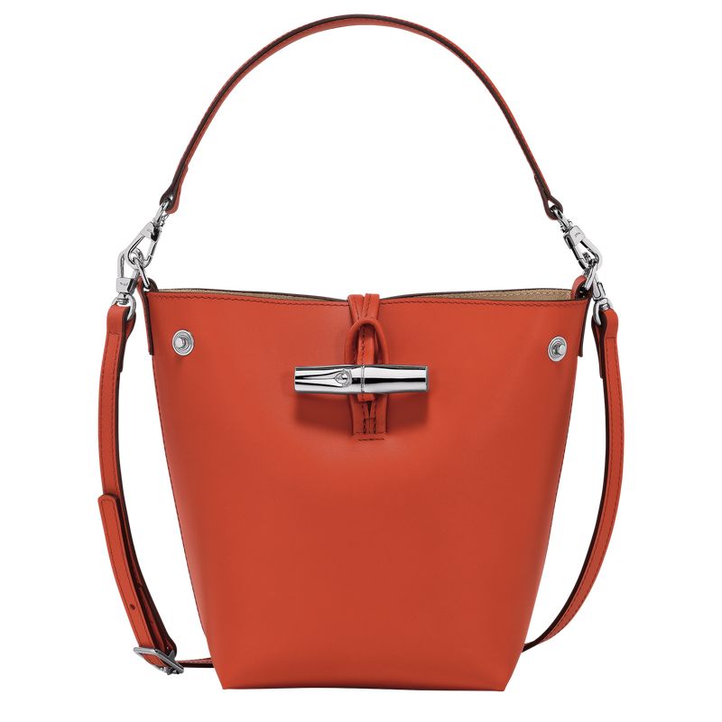 long champ Le Roseau XS Bucket Leather Női Crossbody Táska Paprika | HUWN8998