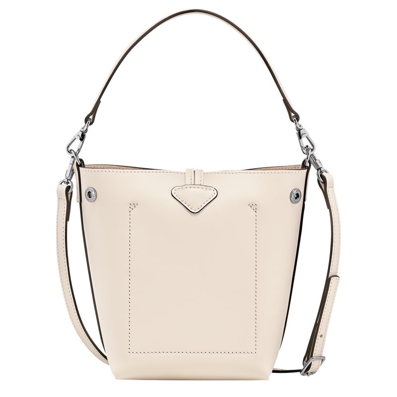 long champ Le Roseau XS Bucket Leather Női Crossbody Táska Ecru | HUQM8997