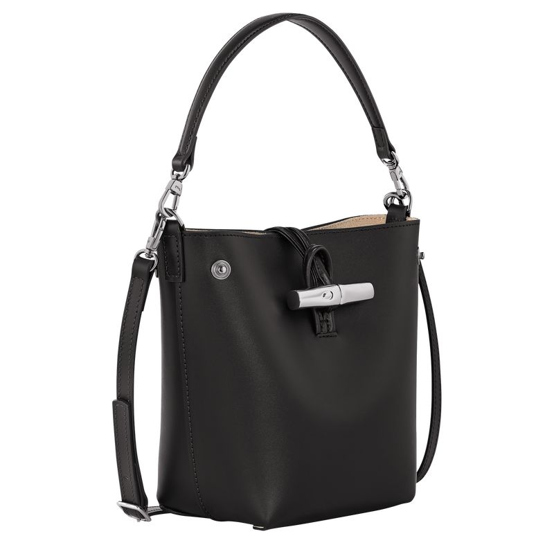 long champ Le Roseau XS Bucket Leather Női Crossbody Táska Fekete | HUQM8996