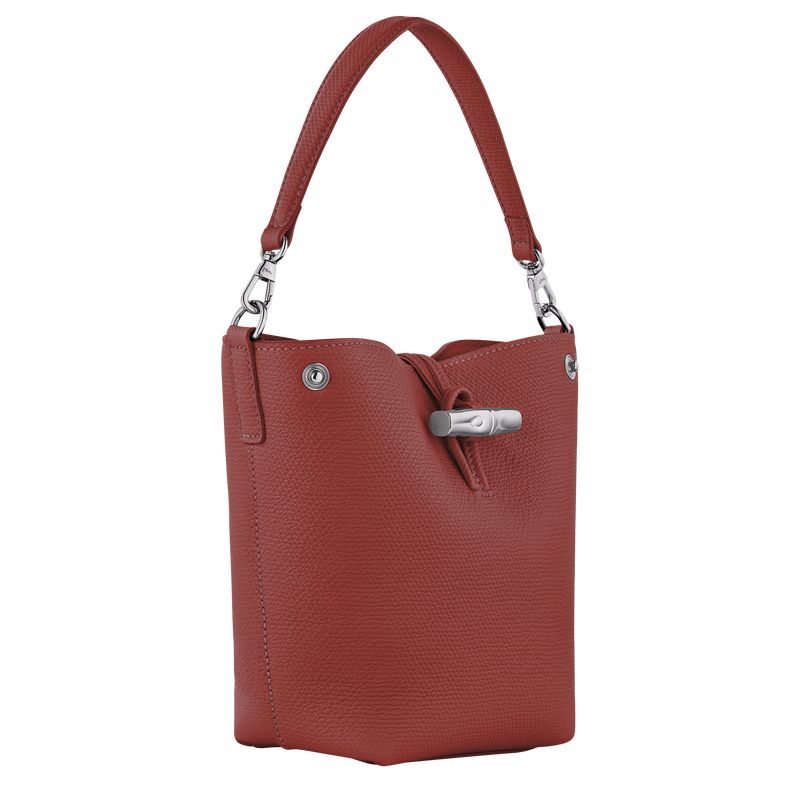 long champ Le Roseau XS Bucket Leather Női Crossbody Táska Chestnut | HUJP8961