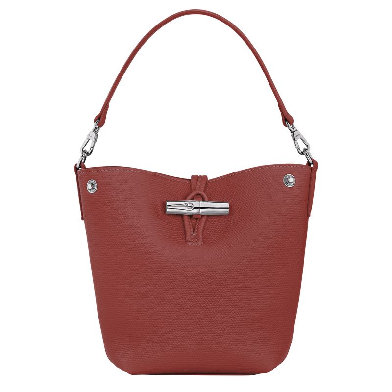 long champ Le Roseau XS Bucket Leather Női Crossbody Táska Chestnut | HUJP8961