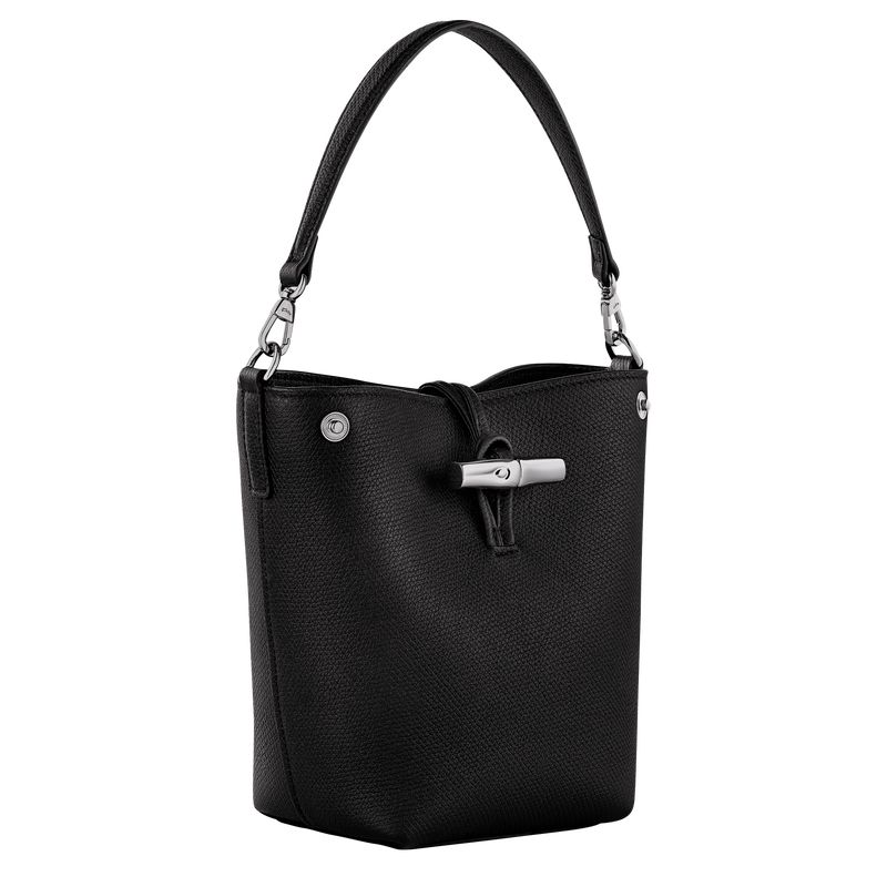 long champ Le Roseau XS Bucket Leather Női Crossbody Táska Fekete | HUFD8958