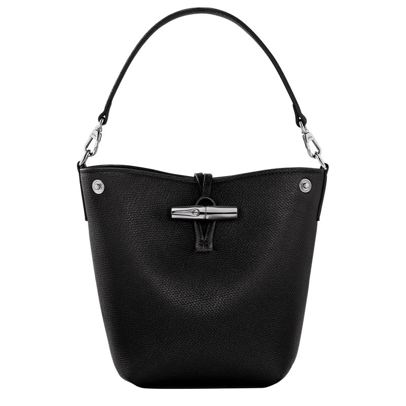 long champ Le Roseau XS Bucket Leather Női Crossbody Táska Fekete | HUFD8958