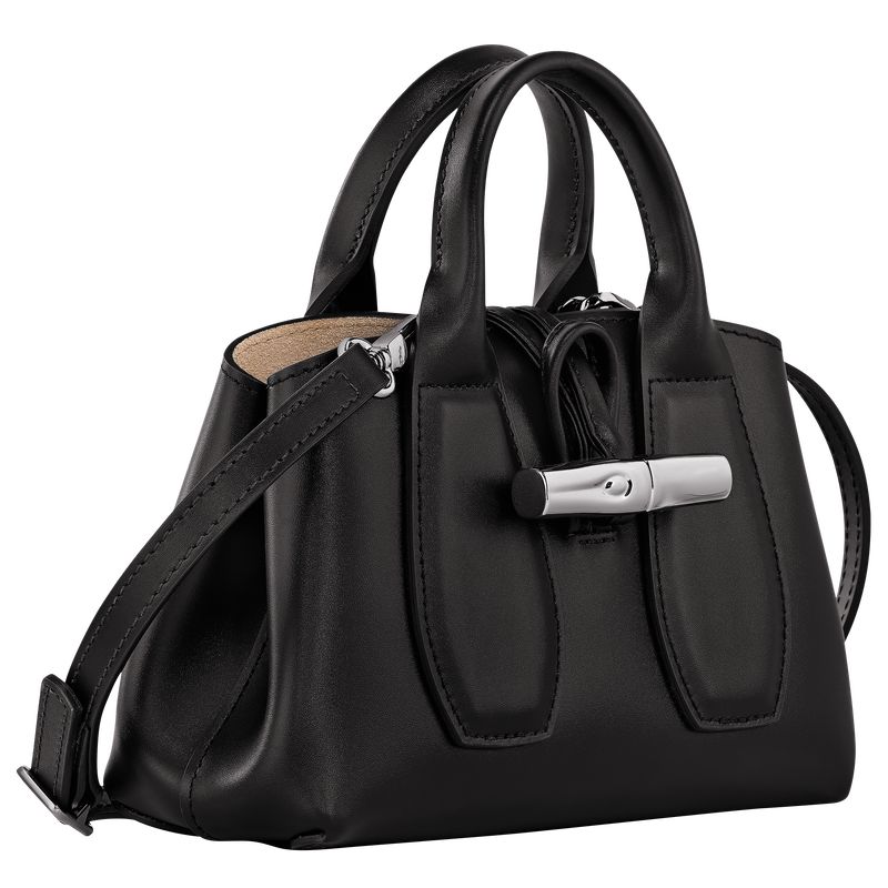 long champ Le Roseau XS Handbag Leather Női Mini Táskák Fekete | HUYX9366