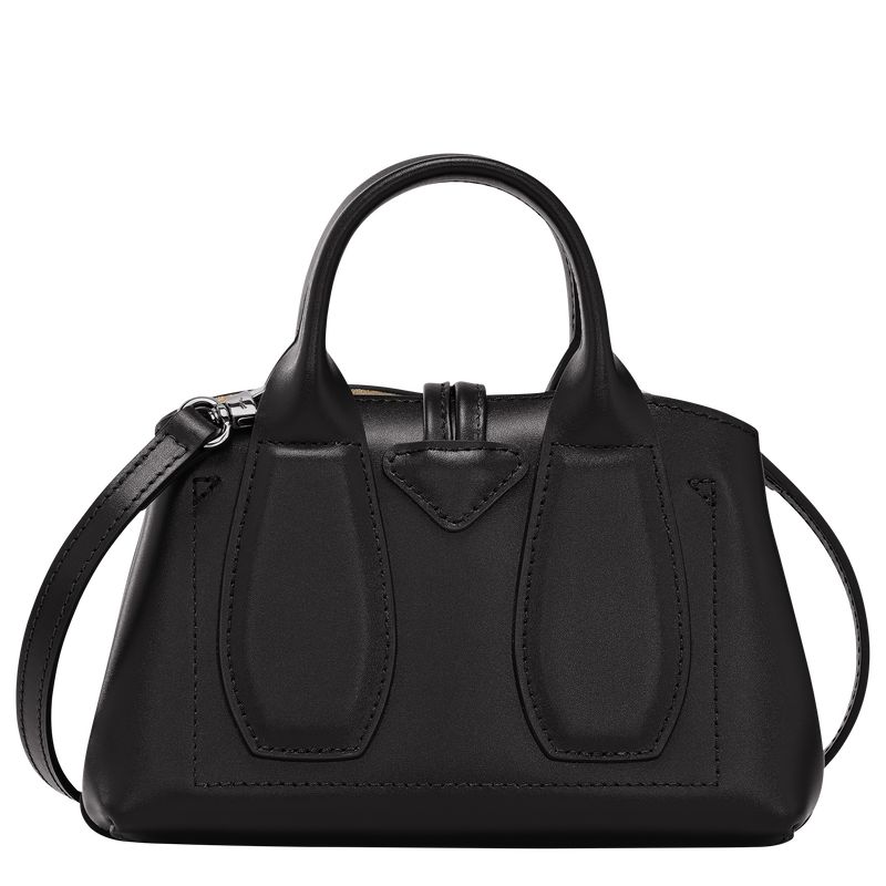 long champ Le Roseau XS Handbag Leather Női Mini Táskák Fekete | HUYX9366