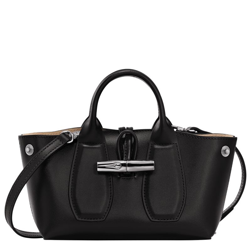 long champ Le Roseau XS Handbag Leather Női Mini Táskák Fekete | HUYX9366