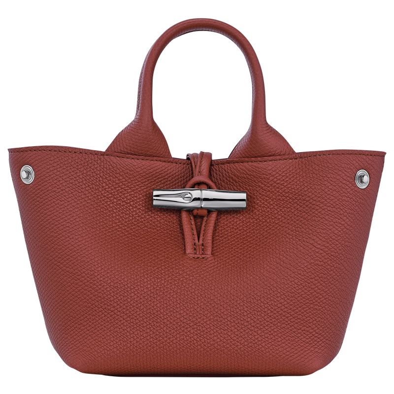 long champ Le Roseau XS Handbag Leather Női Mini Táskák Chestnut | HUZU9328