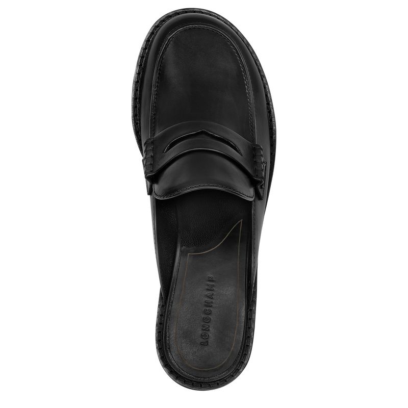 long champ Leather Női Loafers Fekete | HUBE7668