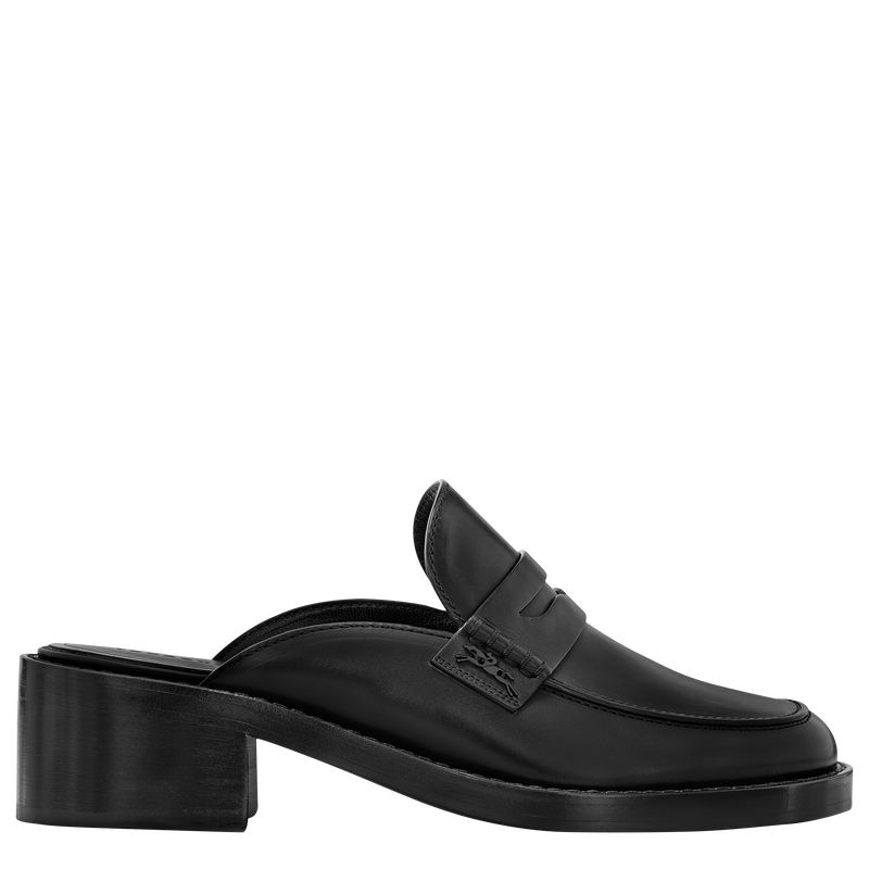 long champ Leather Női Loafers Fekete | HUBE7668