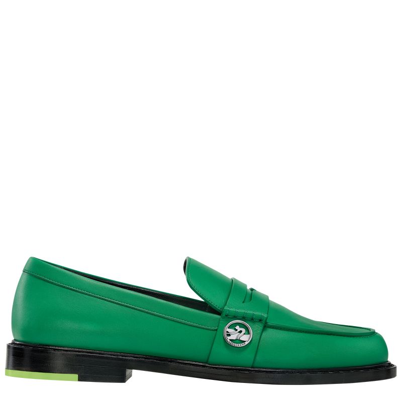 long champ Leather Női Loafers Zöld | HUMQ7670