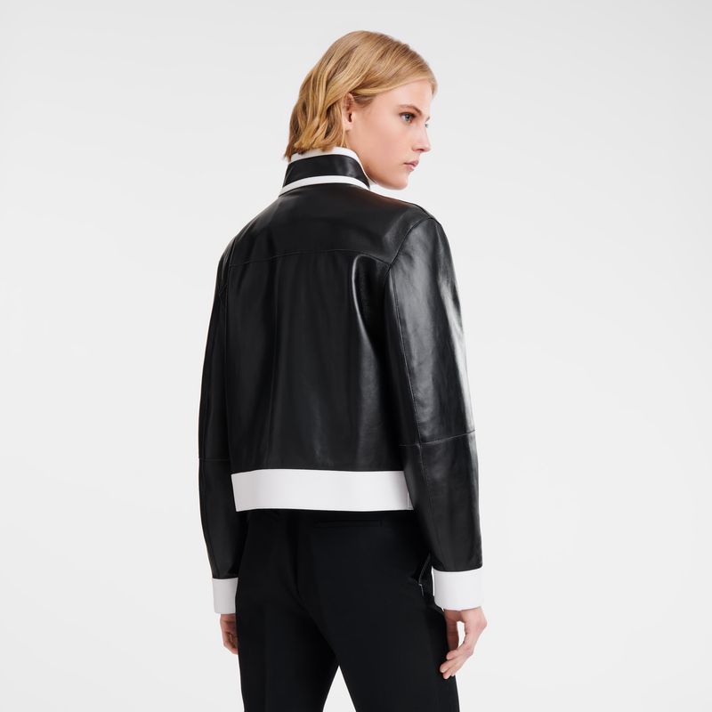 long champ Leather short blouson Leather Női Kabát Fekete | HUIL7860