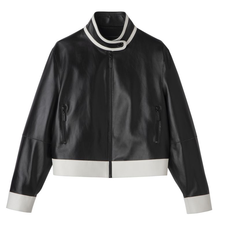 long champ Leather short blouson Leather Női Kabát Fekete | HUIL7860