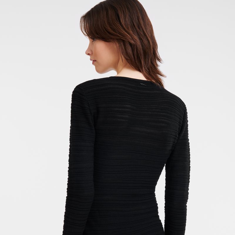 long champ Long Knit Női Ruha Fekete | HUIL7845