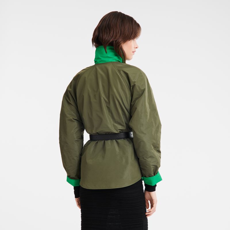 long champ Padded blouson Technical taffeta Női Kabát Khaki Zöld | HUZU7872