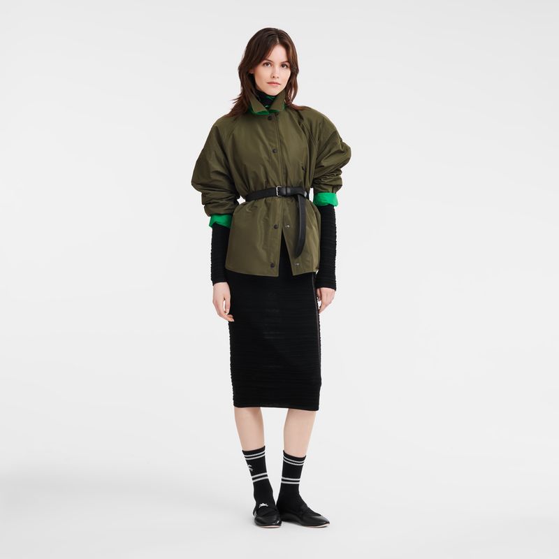 long champ Padded blouson Technical taffeta Női Kabát Khaki Zöld | HUZU7872