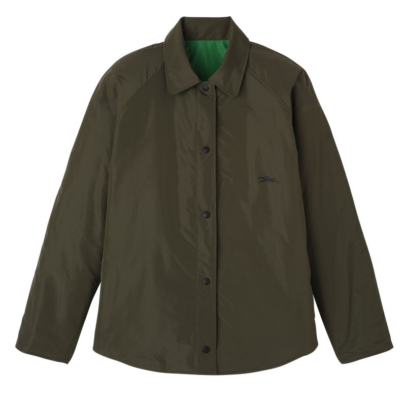 long champ Padded blouson Technical taffeta Női Kabát Khaki Zöld | HUZU7872