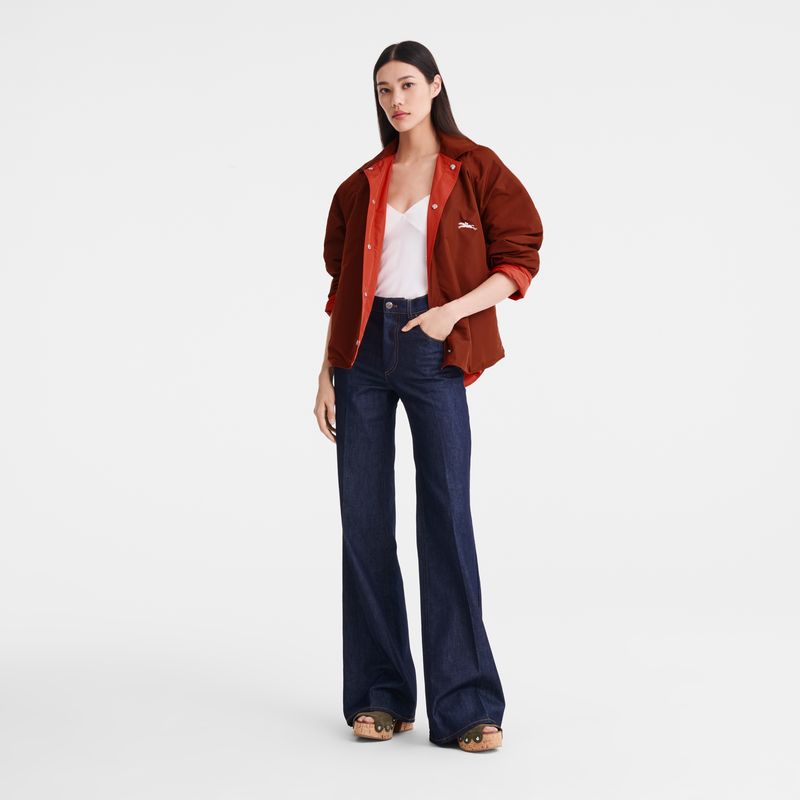 long champ Padded blouson Technical taffeta Női Kabát Chestnut / Tomato | HUEB7855