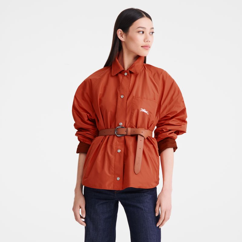 long champ Padded blouson Technical taffeta Női Kabát Chestnut / Tomato | HUEB7855