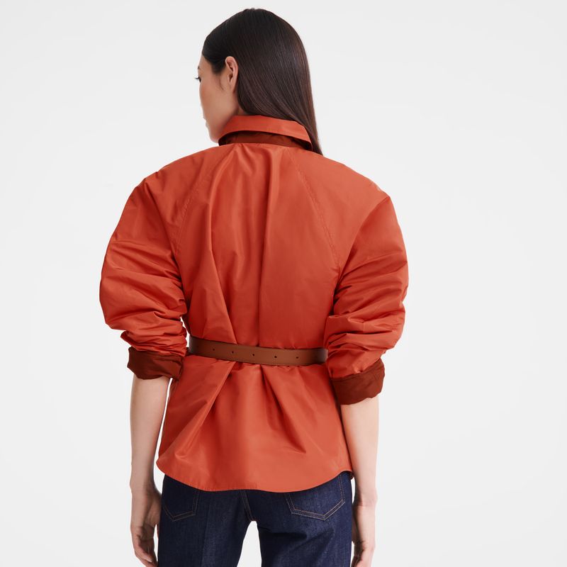 long champ Padded blouson Technical taffeta Női Kabát Chestnut / Tomato | HUEB7855