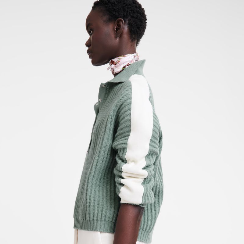 long champ Polo collar Knit Női Pulóver Celadon | HUXY7728