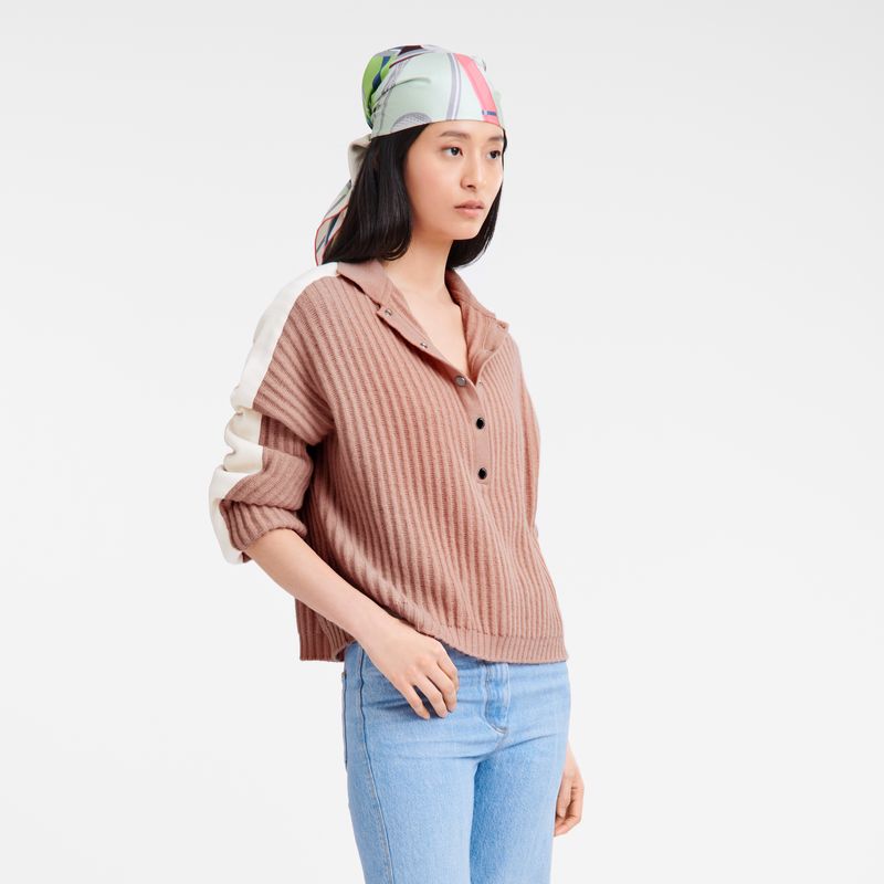 long champ Polo collar Knit Női Pulóver Nude | HUZU7729