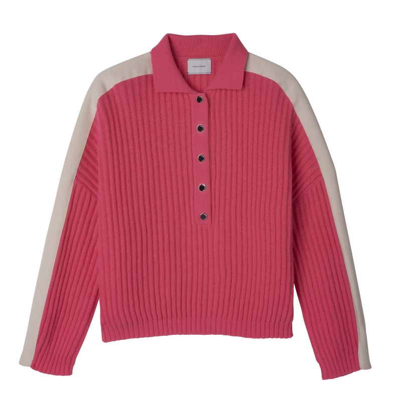 long champ Polo collar Knit Női Pulóver Rózsaszín | HUBE7720