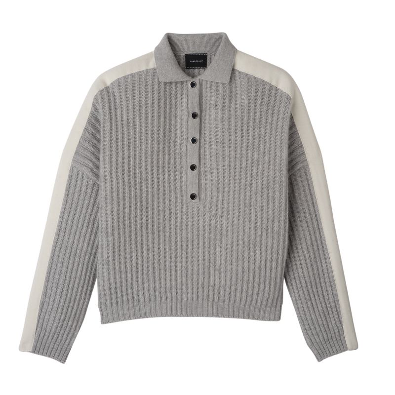 long champ Polo collar Knit Női Pulóver Szürke | HUTC7805