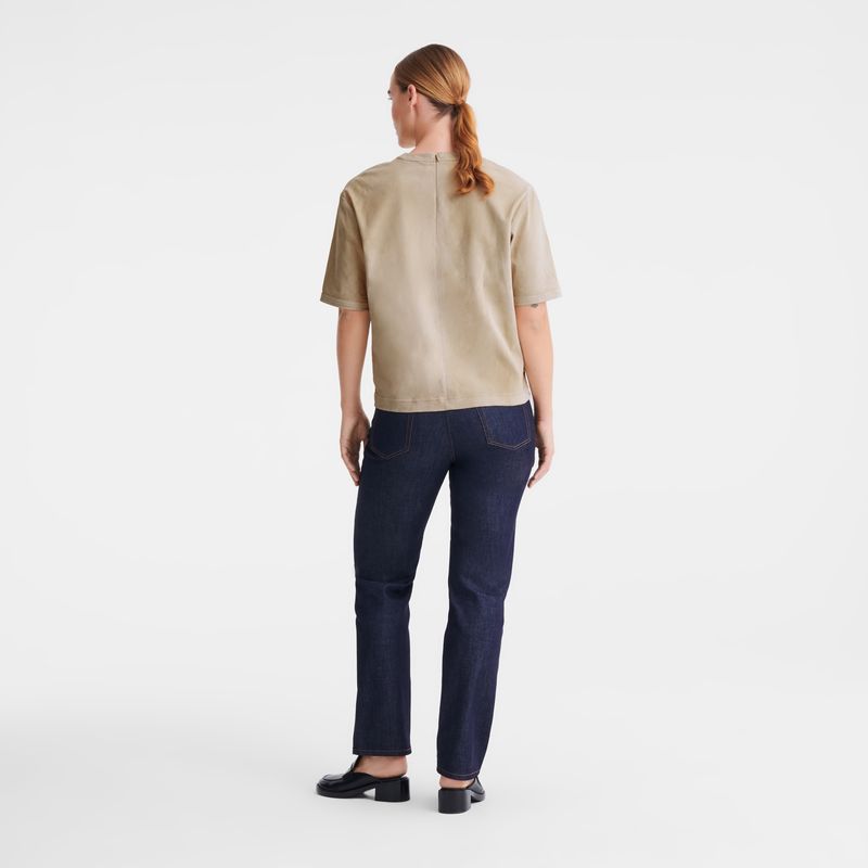 long champ Short leather Leather Női Felsők Linen | HUZU7768