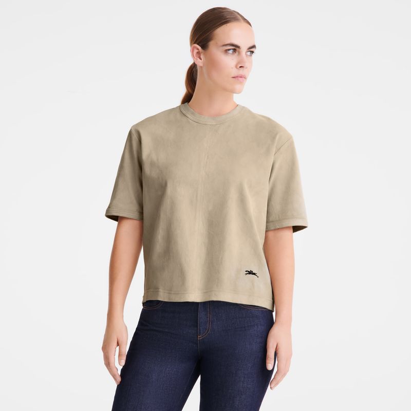 long champ Short leather Leather Női Felsők Linen | HUZU7768