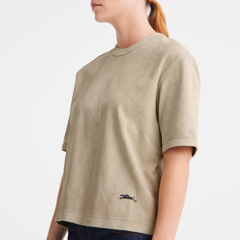 long champ Short leather Leather Női Felsők Linen | HUZU7768