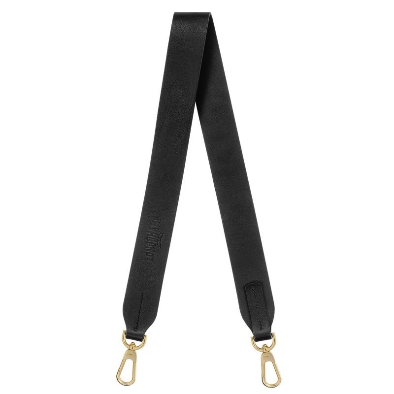 long champ Shoulder strap Leather Férfi Shoulder Straps Fekete | HUNW7048