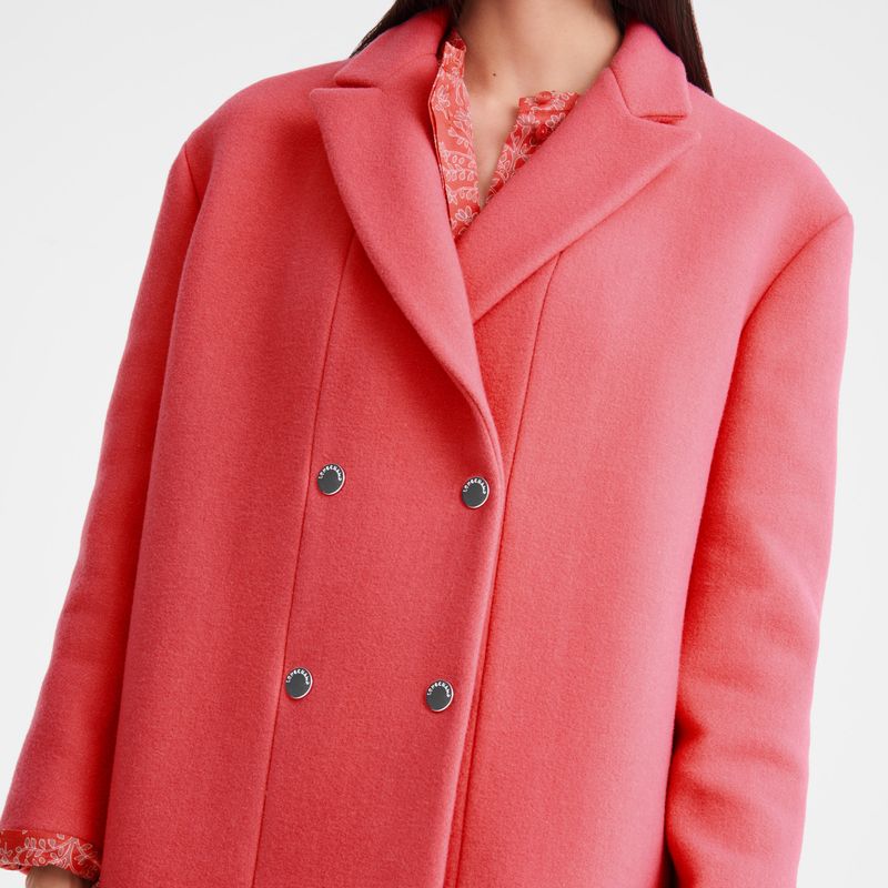 long champ Straight peacoat Wool broadcloth Női Kabát Blush | HURV7856