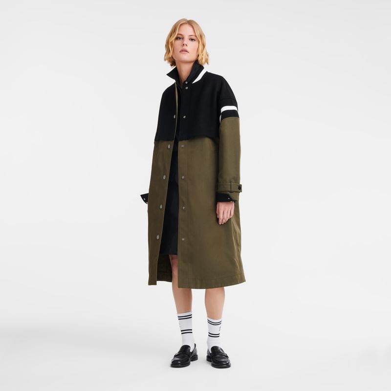 long champ Teddy spirit trench Gabardine and wool Női Kabát Khaki | HUGS7867