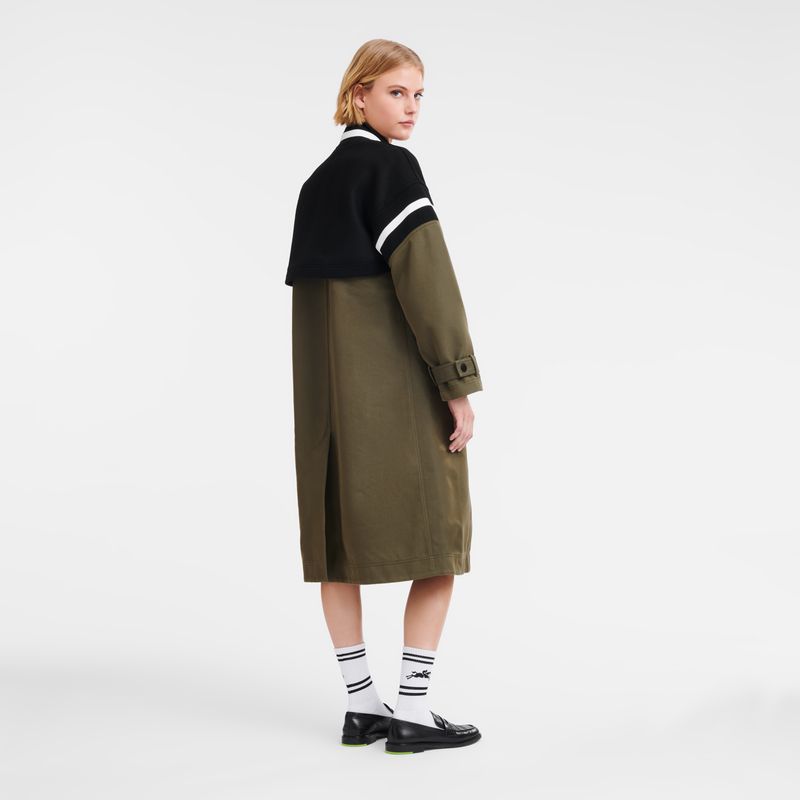 long champ Teddy spirit trench Gabardine and wool Női Kabát Khaki | HUGS7867