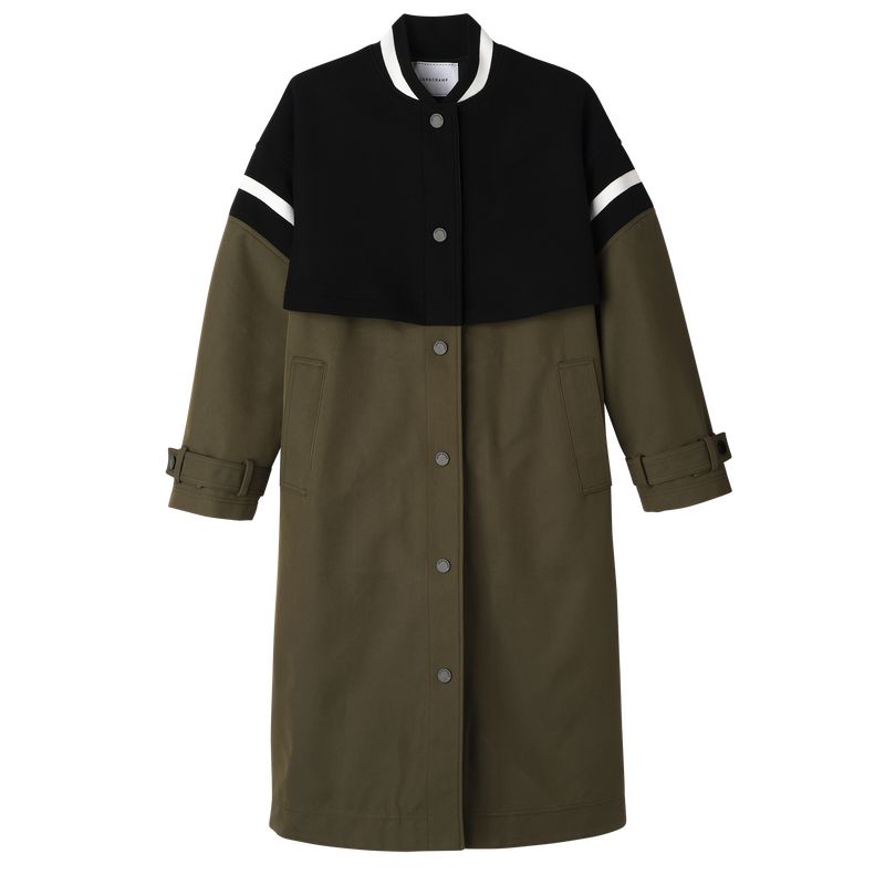 long champ Teddy spirit trench Gabardine and wool Női Kabát Khaki | HUGS7867