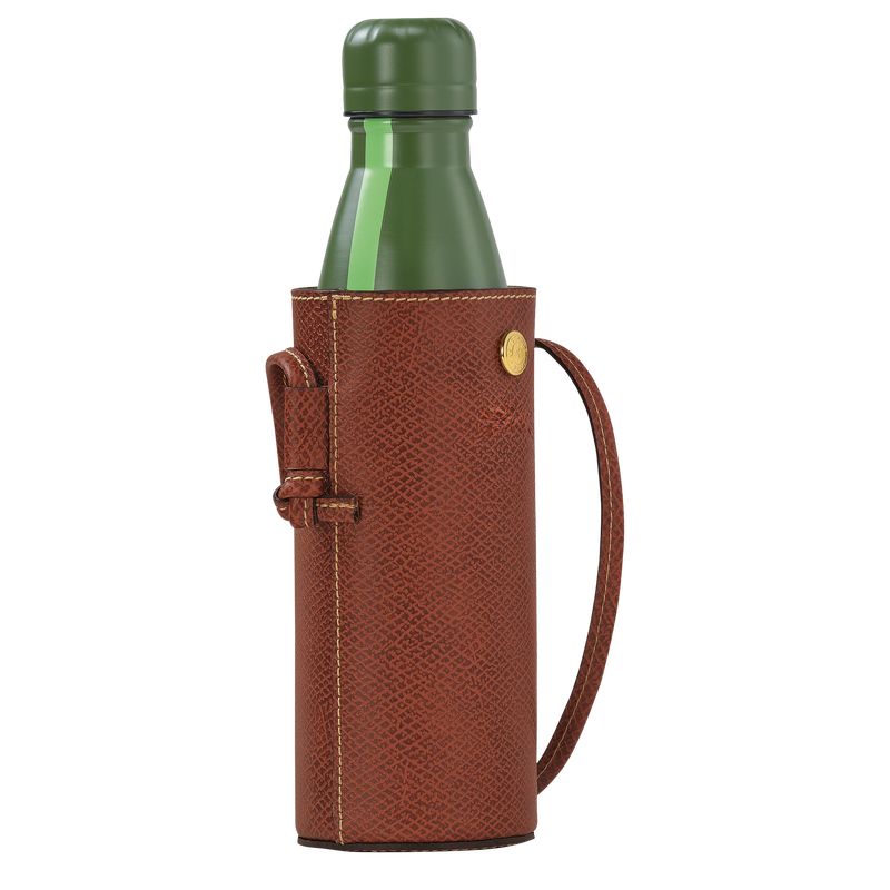 long champ Épure Bottle holder Leather Férfi Pouches Barna | HUDF7293